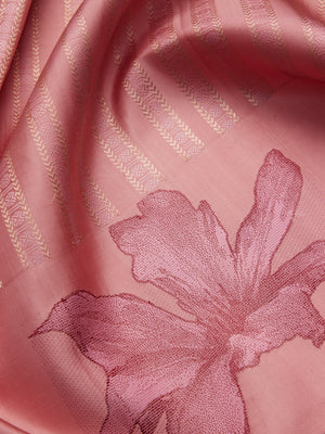 Rosewood Lily Border w Stripes in Coral Pink