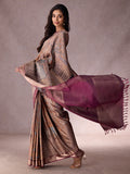 Tribal Village Fresco Silk Saree in Copper Zari