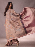 Tribal Village Fresco Silk Saree in Copper Zari