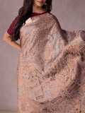 Tribal Village Fresco Silk Saree in Copper Zari