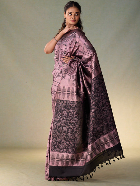 Vanasingaram Art Deco in Black Pink Zari