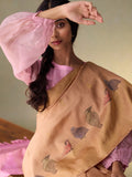 Birds on the Border Silk Saree in Beige