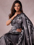 Reversible Black & Silver Saree with Horse Motifs