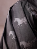 Reversible Black & Silver Saree with Horse Motifs