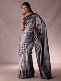 Reversible Black & Silver Saree with Horse Motifs