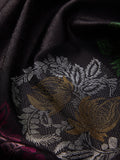 Floral Border in Black Zari