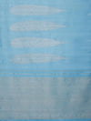 Leaf Border in Pastel Blue & Silver Zari