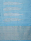 Leaf Border in Pastel Blue & Silver Zari