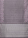 Floral Field Border in Slate Grey & Silver Zari