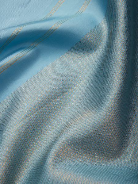 Leaf Border in Pastel Blue & Silver Zari