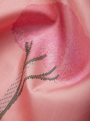 Floral Border in Mild Salmon & Gold Zari