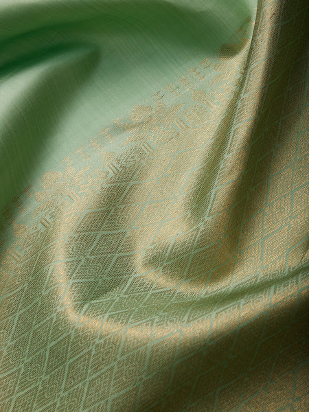 Butterfly Border in Fern Green & Gold Zari