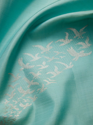 Flying Birds Border in Aquamarine