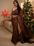 Christmas Sweets Saree in Maroon Silk