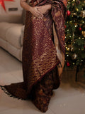 Christmas Sweets Saree in Maroon Silk