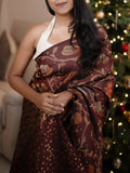 Christmas Sweets Saree in Maroon Silk
