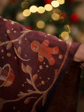 Christmas Sweets Saree in Maroon Silk