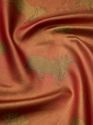 Pichwai Cow’s Woven in Scarlett and Gold