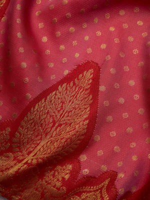 Wavy Border brocade in Crimson and Jelly Red
