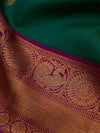 The Classic Silk Saree in Parakeet green and Byzantine Purple Border