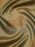 Pichwai Cow’s Woven in Mint Green and Silk Fast Gold