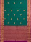 The Classic Silk Saree in Parakeet green and Byzantine Purple Border