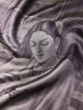 Art of a lady caressing a swan woven in Silver