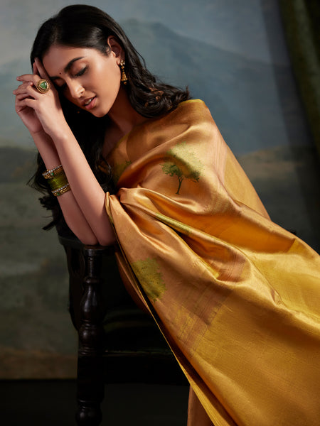 Aquarelle Tree Motif Woven in Silk Fast Gold