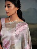 Honey Flower Motif in Pink & Silver Zari