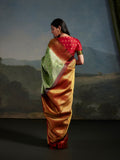 Clover Chinoserie Floral with Gold Border Saree