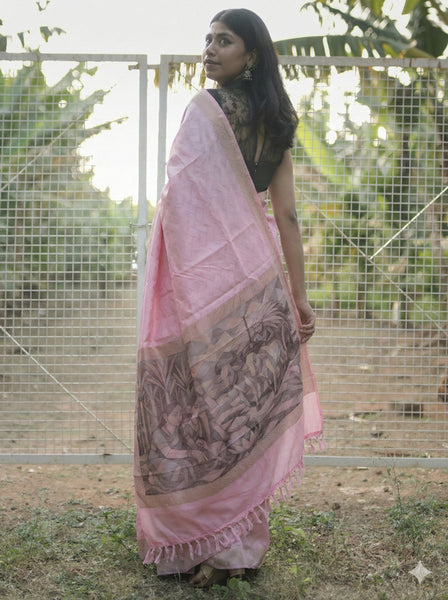 Pongal Silk Saree in Baby Pink