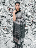 Reversible Black & Silver Saree with Deco Motifs