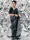 Reversible Black & Silver Saree with Deco Motifs