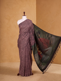 Purple Mauve Camo Silk Linen Saree
