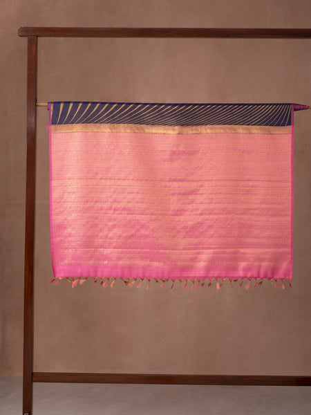 Rudraksha Motif Woven In Cyber Grape Purple Pure Kanchipuram Silk Saree with Gold Zari
