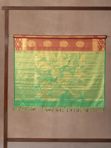Digital Photo Woven In Bottle Green Pure Kanchipuram Silk Saree with Gold Zari