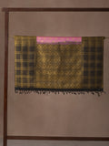 Windowpane Checks Woven In Creamy Pink Pure Kanchipuram Silk Saree with Gold Zari