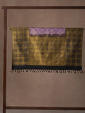 Windowpane Checks Woven In Amethyst Purple Pure Kanchipuram Silk Saree with Gold Zari
