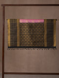 Windowpane Checks Woven In Creamy Pink Pure Kanchipuram Silk Saree with Gold Zari