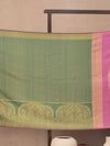 Mazy Peacock With Concealed Creeper Woven In Sage Green Pure Kanchipuram Silk Saree with Gold Zari