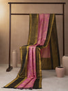 Windowpane Checks Woven In Creamy Pink Pure Kanchipuram Silk Saree with Gold Zari