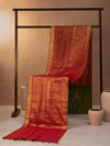 Labyrinth Peacock Woven In Bridal Red Pure Kanchipuram Silk Saree with Gold Zari