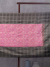 Windowpane Checks Woven In Taffy Pink Pure Kanchipuram Silk Saree with Silver Zari