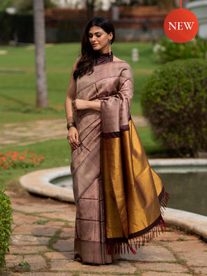 The Explorer Saree in Wine and Cream