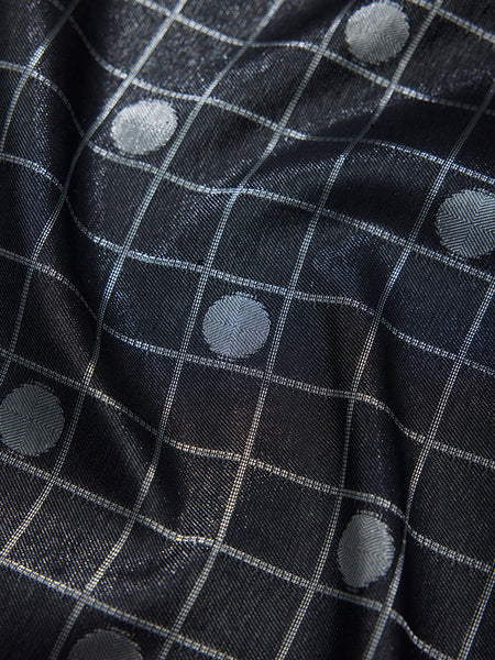 Checked Polka Dots Woven in Silk Fast Silver