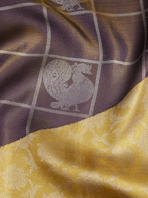 Diagonal Border Woven in Pure Silver and Pure Gold