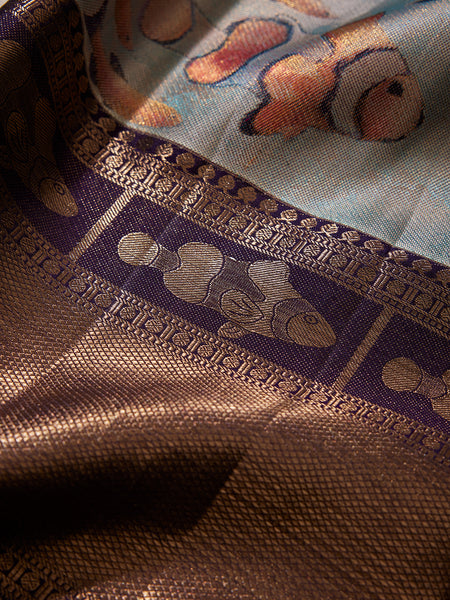 Clown Fish Woven in Gold Zari with Antique Zari Border