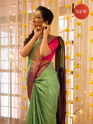 The Bridal Korvai Saree in Ocean Green