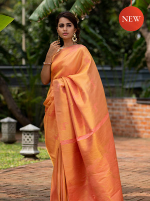 The Dual Pallu in Peach