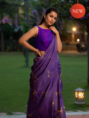 The Dual Pallu in Velocity Blue